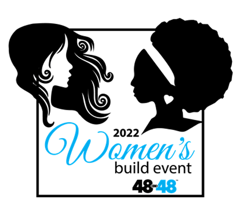 black and blue womens build logo